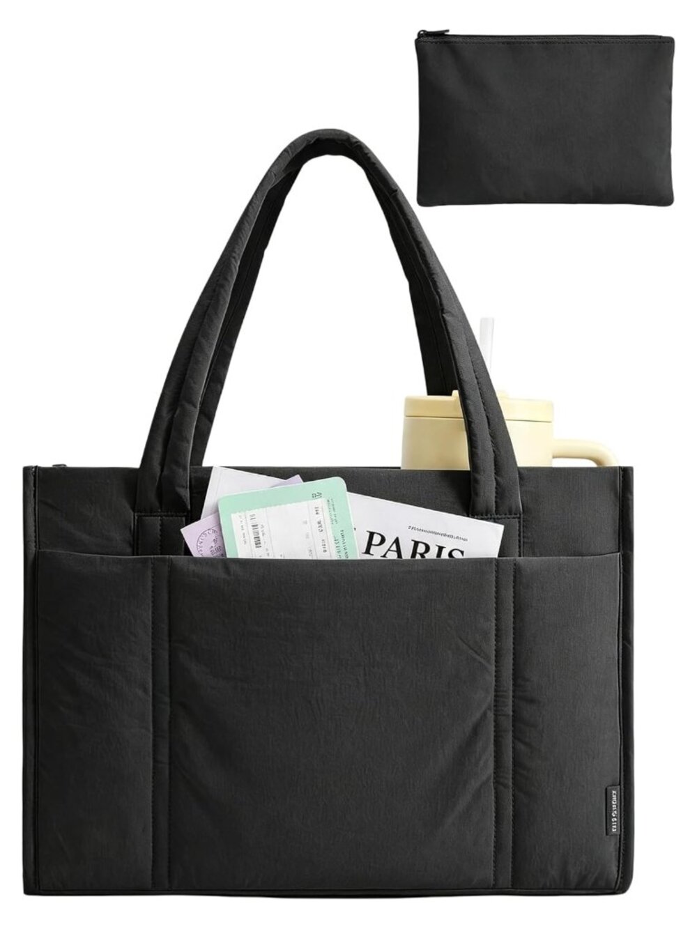 BAGSMART Puffer Tote Bag Lightweight 21L Laptop Work Shoulder Handbag